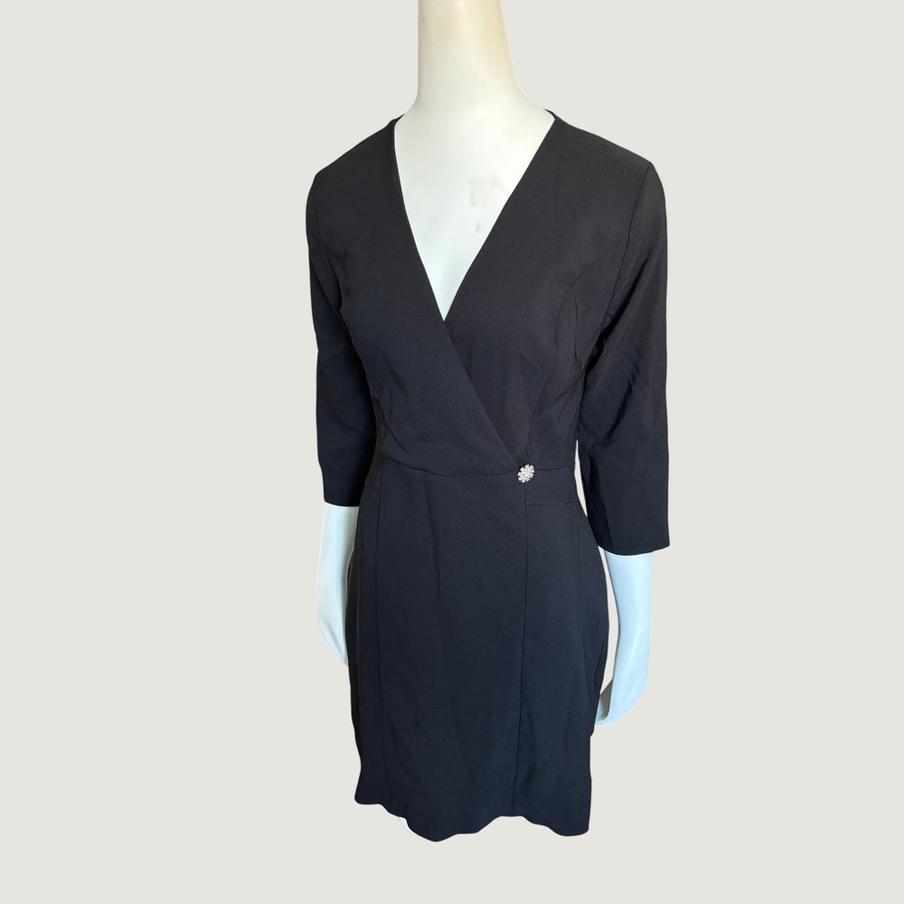 Trendyol Black Open Back Cutout Sheath Dress Rhinestone Accent Size L NWT